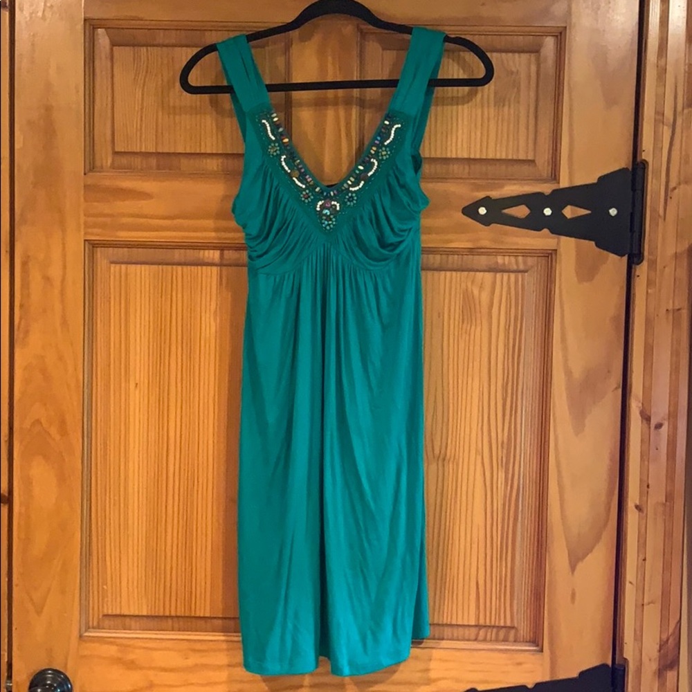 Emerald green beaded dress!
